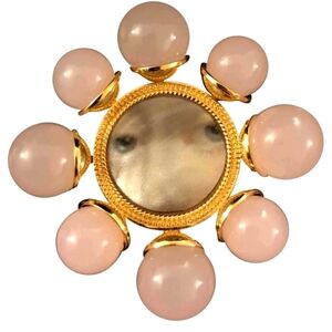COPY - Mulberry ring brass and mother of pearl lover's eye pink rare